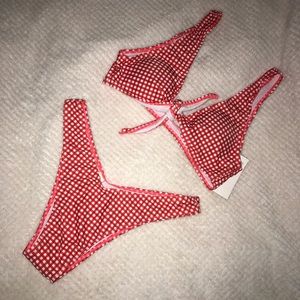 Red plaid bikini set